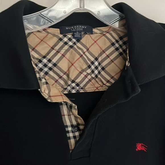 Burberry Sz Large Nova Check Black Long-sleeve Polo Knit Shirt - Picture 2 of 10